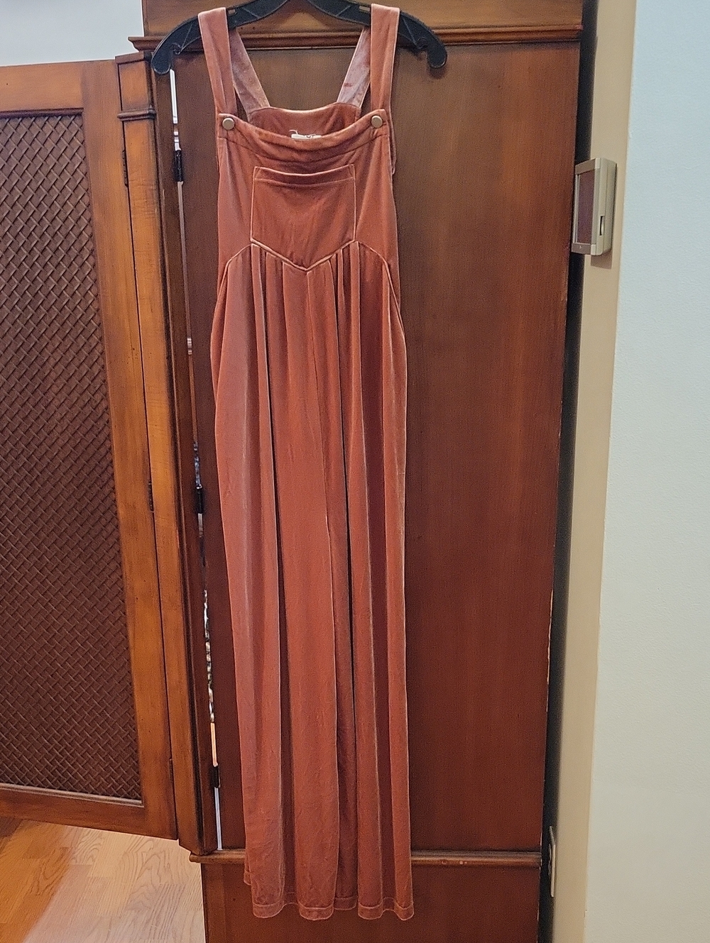 BiBi | Velvet Oversized Wide Leg Adjustable Overalls Dusty Pink Mauve - Size L
